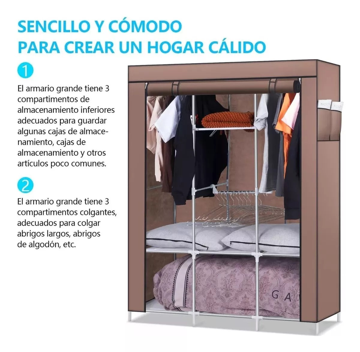 Combo Armario 3 Puestos + Zapatero Metálico 6 Niveles – Organización Total para tu Hogar