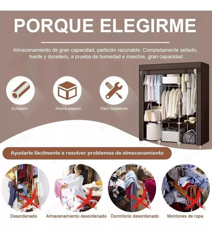 Combo Armario 3 Puestos + Zapatero Metálico 6 Niveles – Organización Total para tu Hogar