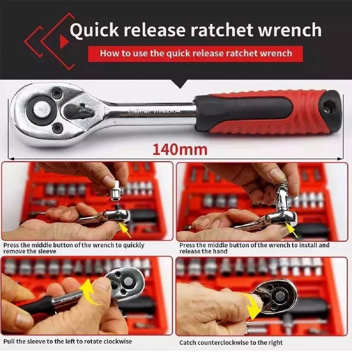 🔧🛠 Juego de Copas Ratchet 46 Piezas