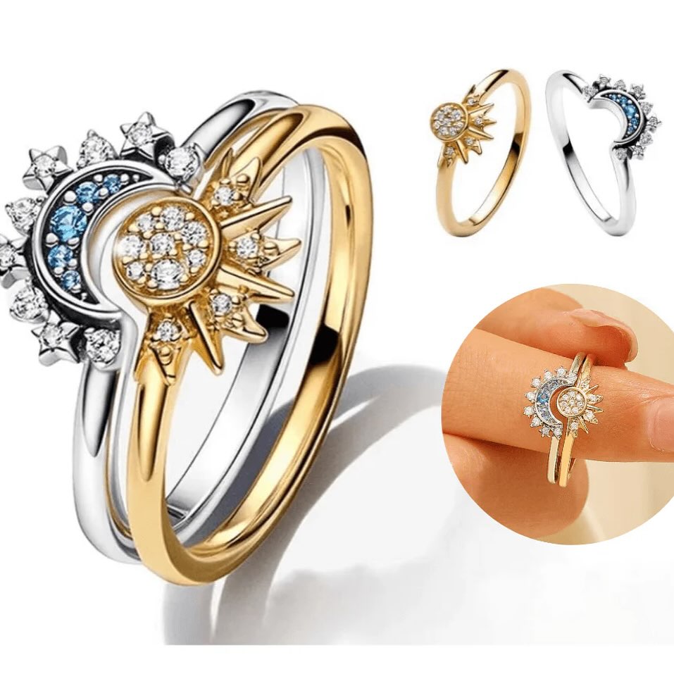 ☀️🌙✨ ANILLOS SOL Y LUNA ECLIPSE PAREJA 2X1 – SIEMPRE CONECTADOS ✨🌙☀️