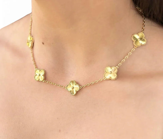✨🍀 COLLAR VINTAGE 5 TRÉBOLES CHAPADO EN ORO 18K 🍀✨ 🎁 Incluye Hermosa Caja de Regalo 🎁