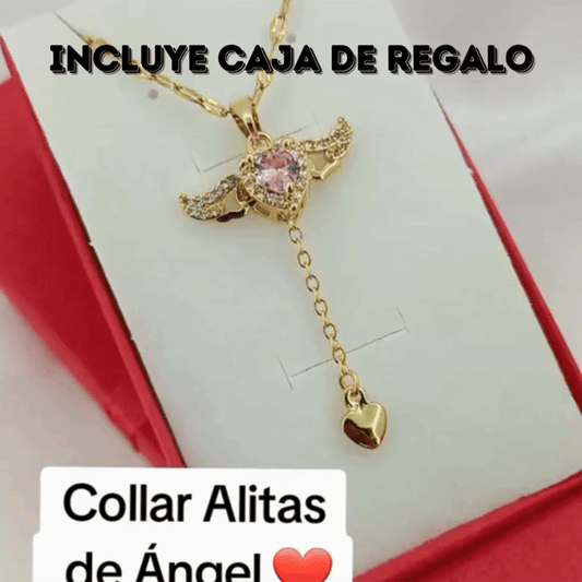Collar Corazon y Alas +CAJA  Regalo
