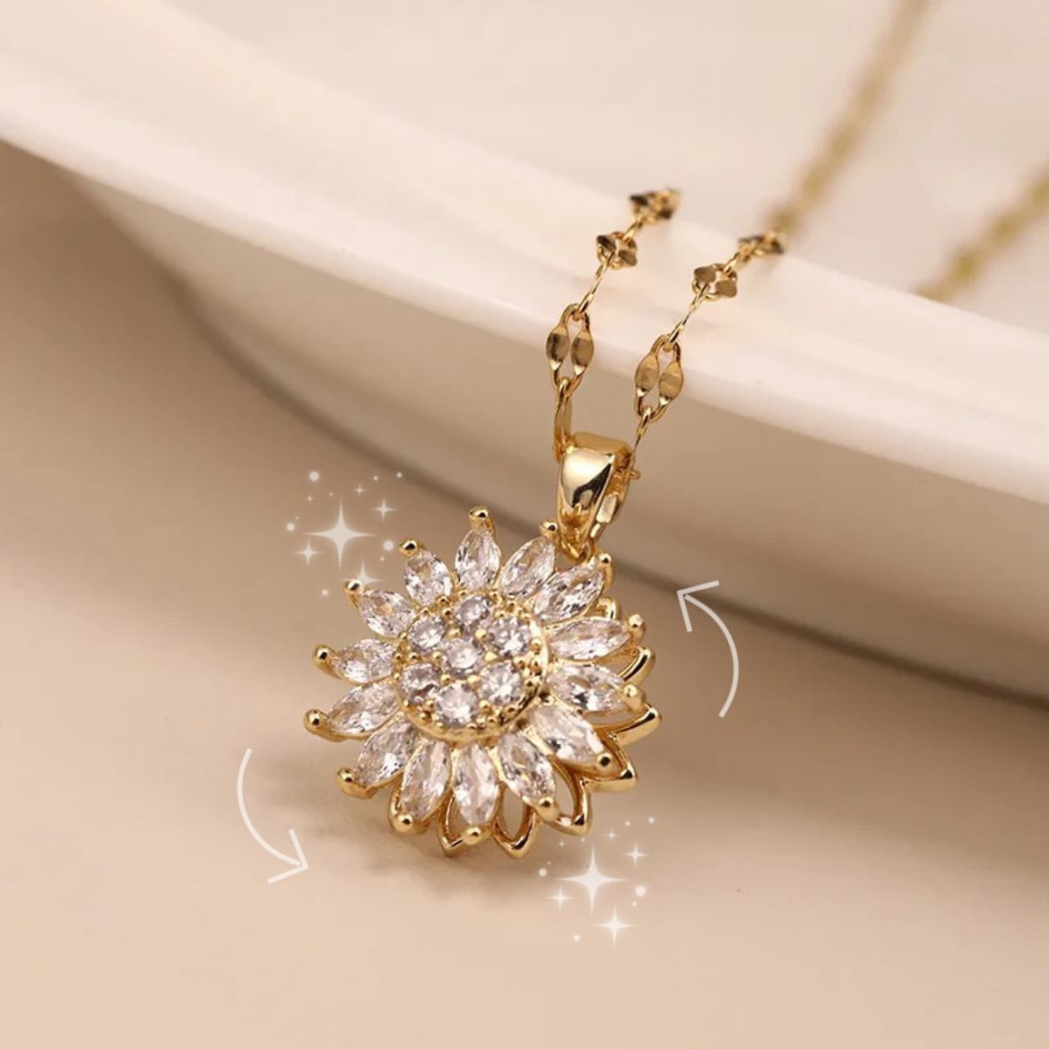 ✨🌻 COLLAR GIRASOL GIRATORIO – BRILLA, RELÁJATE Y ATRAE BUENA ENERGÍA 🌻✨