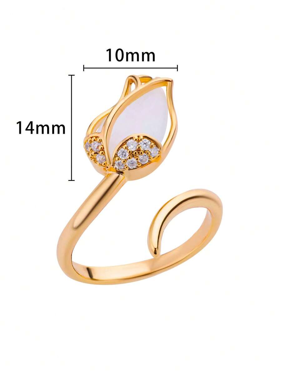 🌷 Anillo Flor Tulipán + Caja de Regalo 🎁  ✨ Un anillo delicado, elegante y lleno de brillo que hará sentir especial a quien lo use.