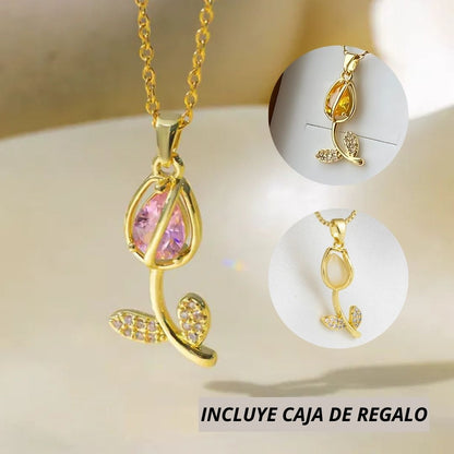 🌷 Collar Flor Tulipán + Caja de Regalo 🎁 ✨ Un collar elegante, delicado y lleno de color que hará brillar cualquier look