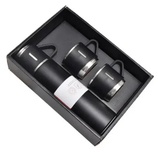 🖤 Termo con 3 Tazas – Comparte Momentos en Cualquier Lugar
