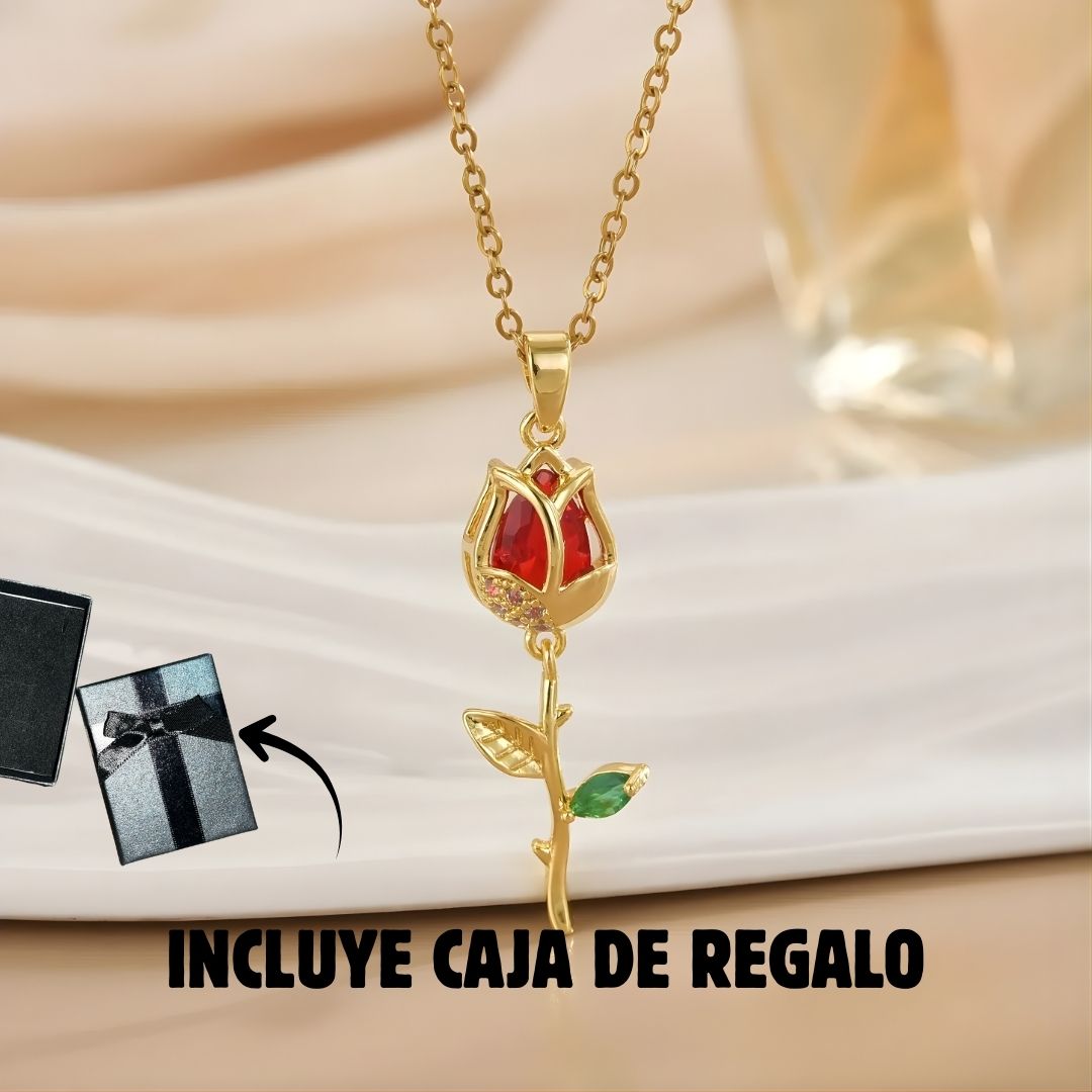 Collar Rosa Roja + CAJA REGALO