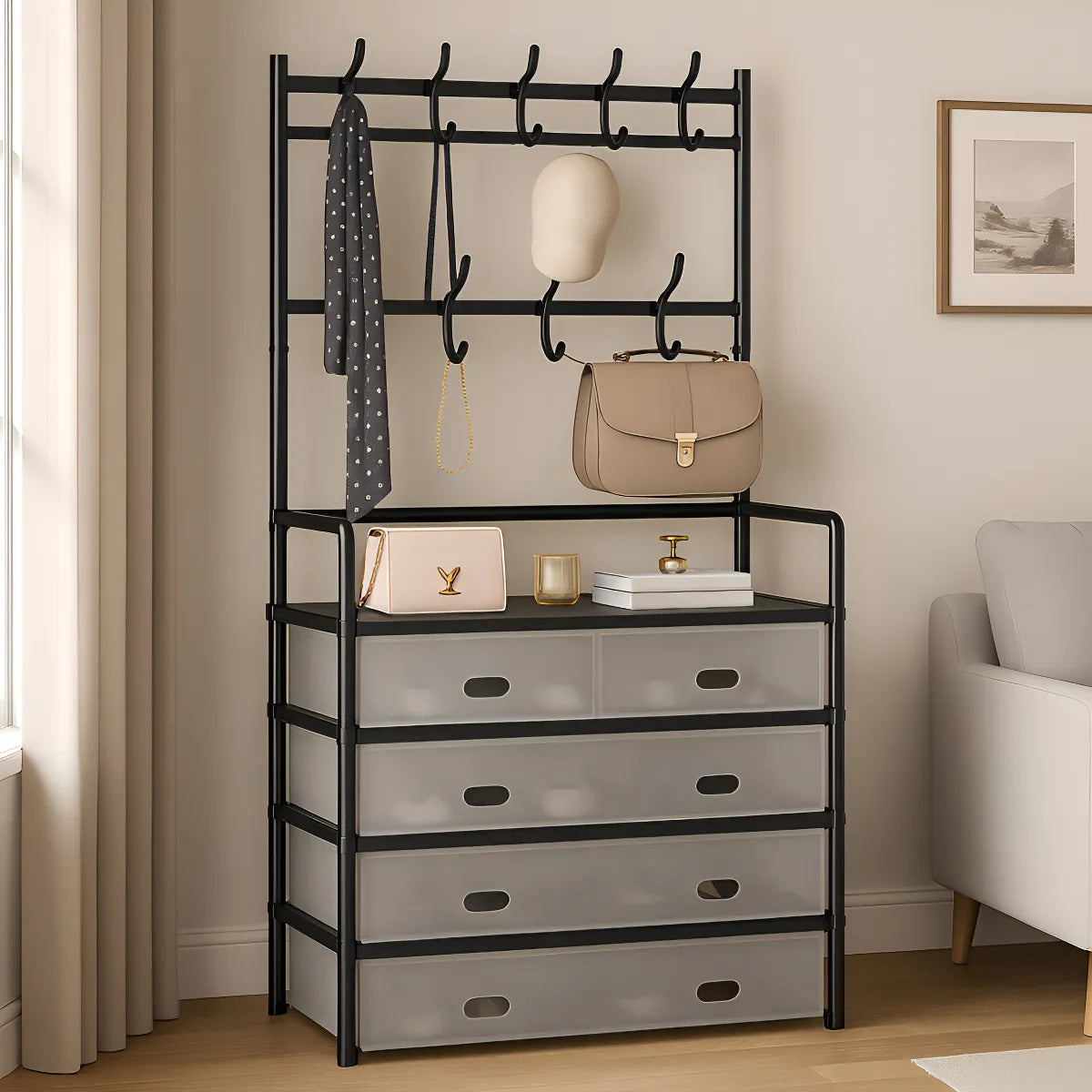 👟🧥 Zapatero + Perchero Organizador 4 Niveles