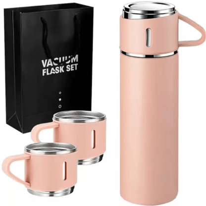 🥤✨ TERMO + 3 TAZAS PORTÁTIL EN ACERO INOXIDABLE