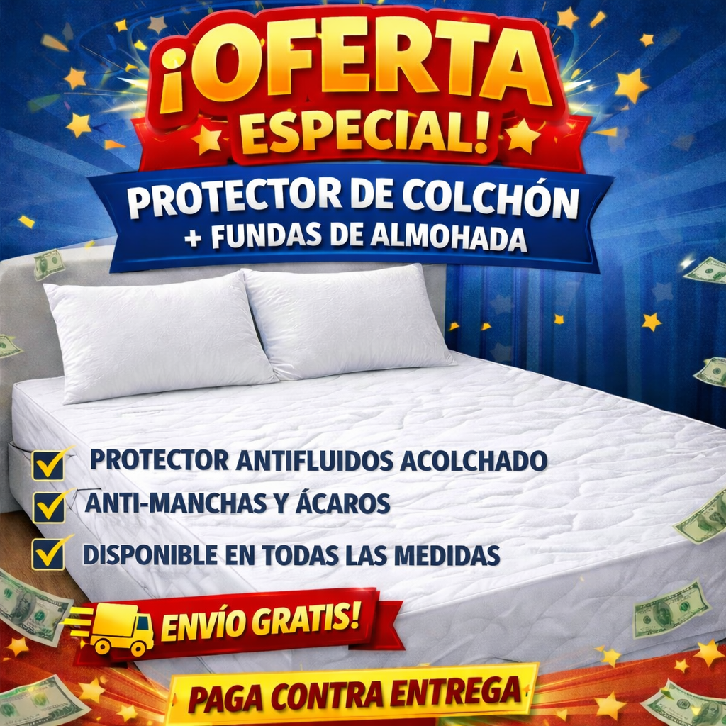 Protector de Colchón Antifluidos + Fundas de Regalo