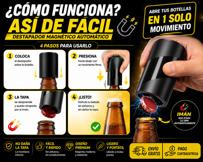 🍻 Destapador Magnético Automático de Lujo 🔥  ✨ La forma más rápida, divertida y elegante de abrir tus cervezas.
