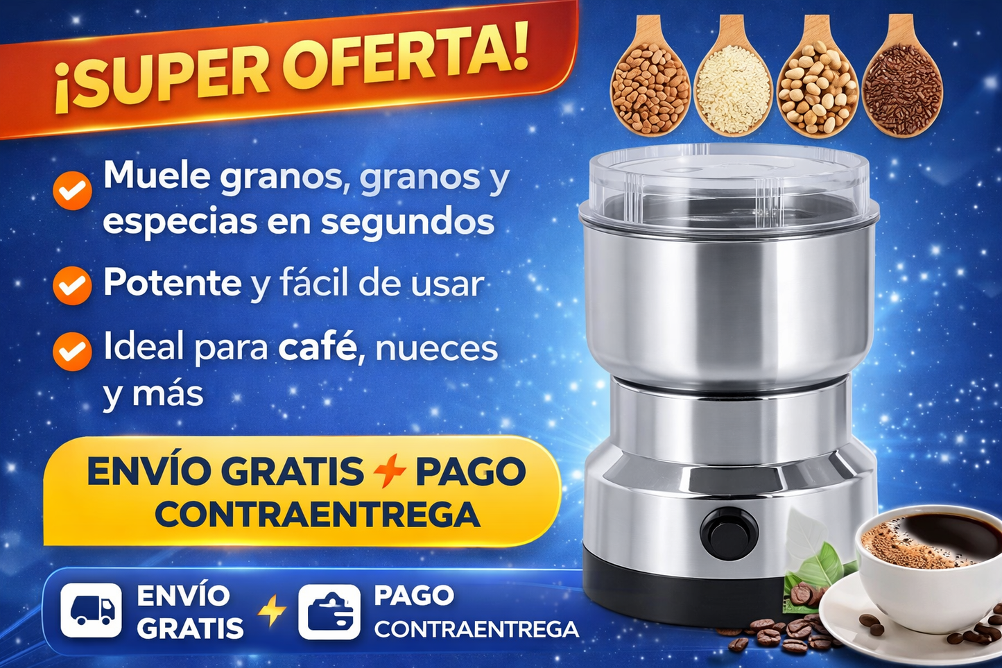 ☕⚡ Molino Eléctrico de Café y Especias