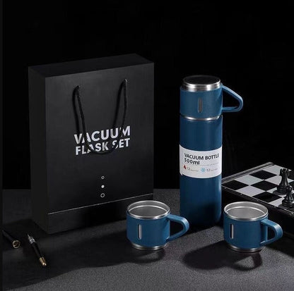 🥤✨ TERMO + 3 TAZAS PORTÁTIL EN ACERO INOXIDABLE