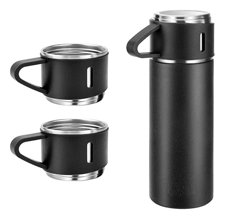 🥤✨ TERMO + 3 TAZAS PORTÁTIL EN ACERO INOXIDABLE