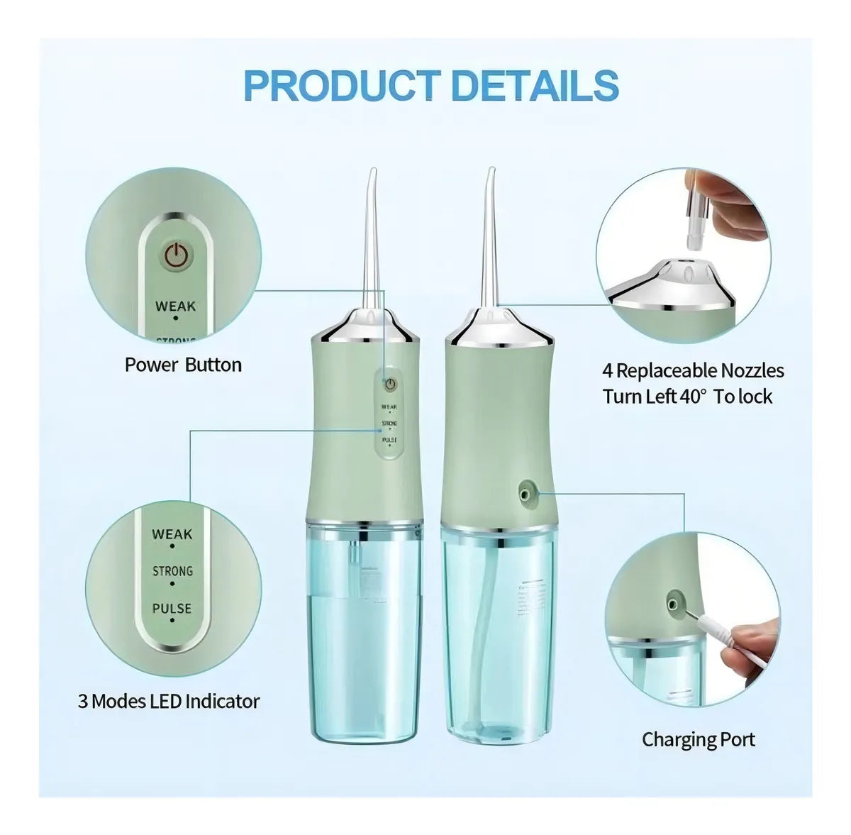 Irrigador Oral Recargable 4 BOQUILLAS