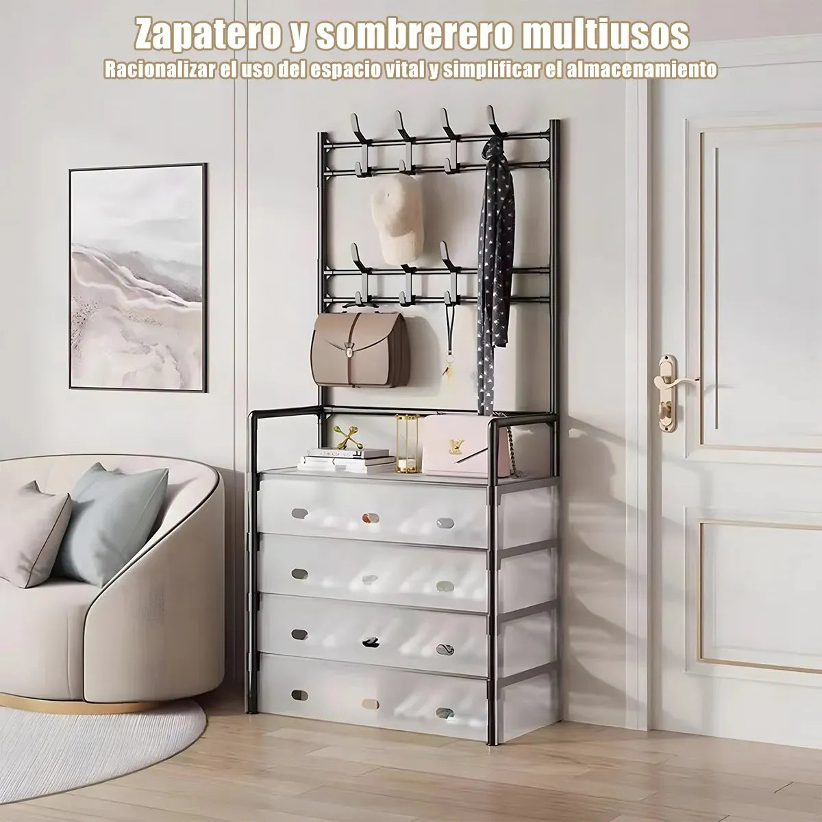 👟🧥 Zapatero + Perchero Organizador 4 Niveles