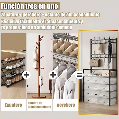 👟🧥 Zapatero + Perchero Organizador 4 Niveles