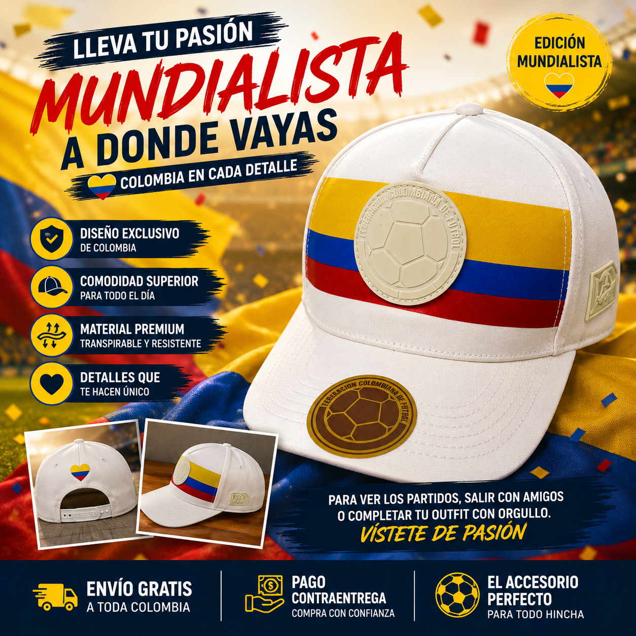 🧢 Gorra de Colombia – Estilo, Pasión y Orgullo Colombiano