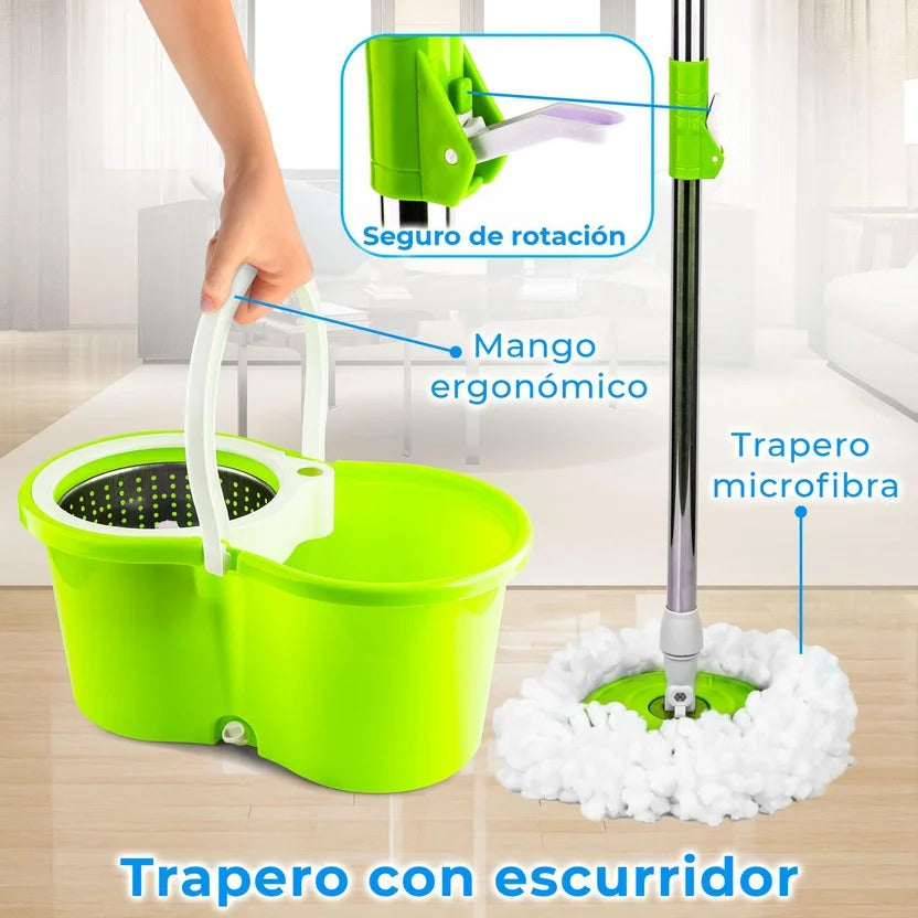 Trapero Giratorio Grande 360° – Incluye 3 Mopas