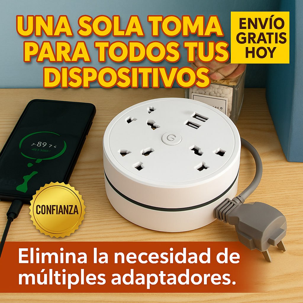 Extensión Multicarga Retráctil USB 180 cm