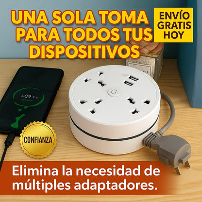 Extensión Multicarga Retráctil USB 180 cm