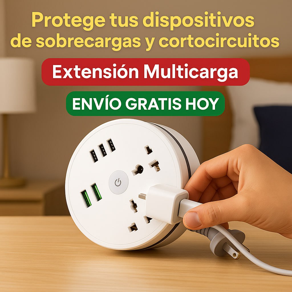 Extensión Multicarga Retráctil USB 180 cm