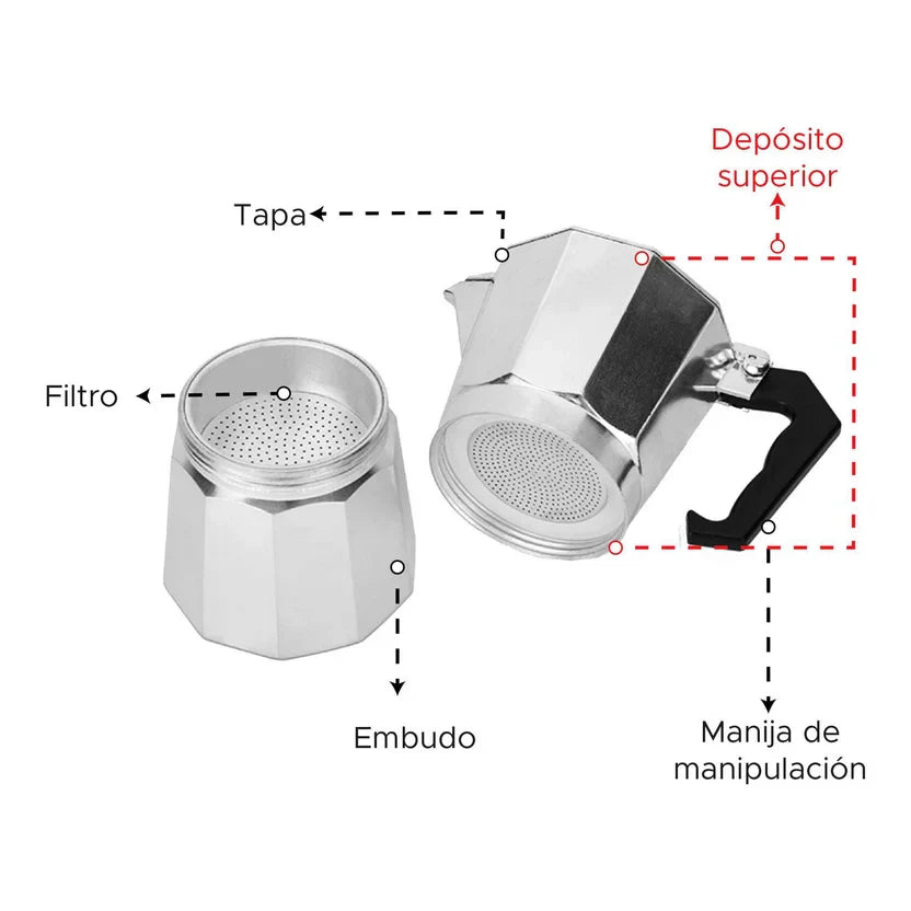 ☕ Cafetera Italiana Moka 3 Tazas